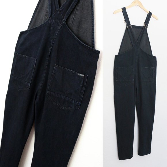 Hudson London Overalls S in Night Train Faded Blue Black Denim Relaxed Fit $245 - Picture 14 of 16